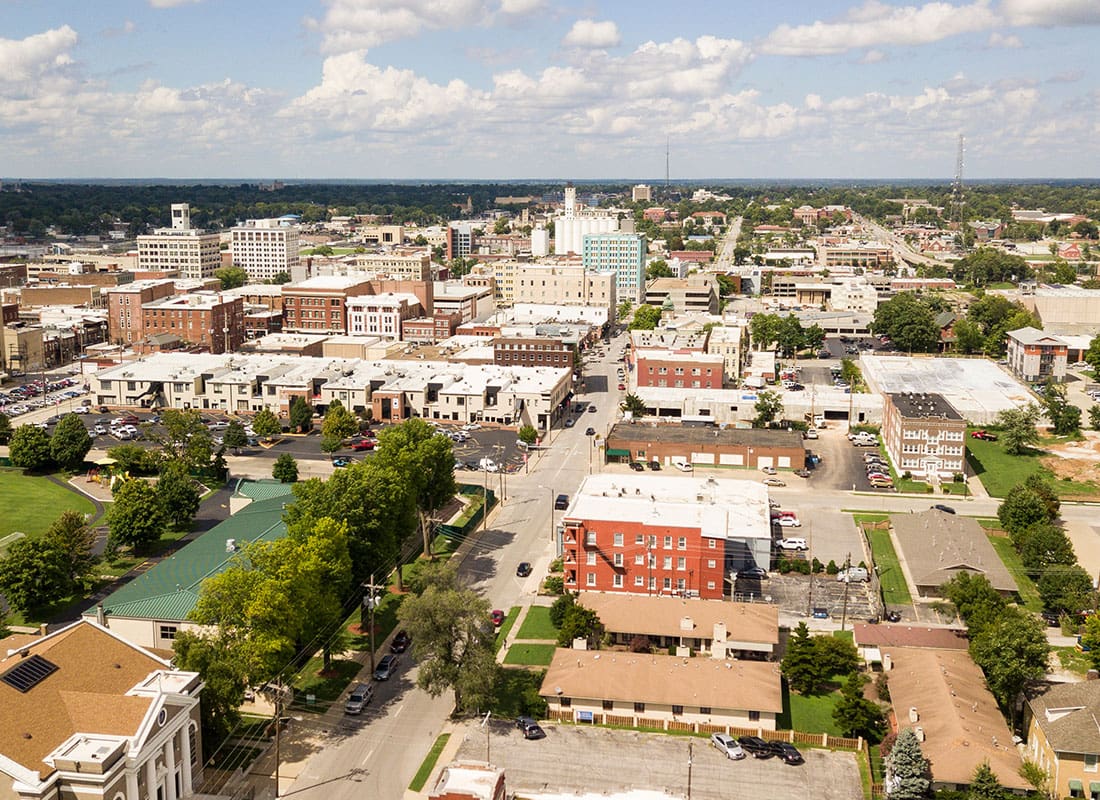 Springfield, MO - Aerial View Quaint Charming and Humble Over Springfield Missouri